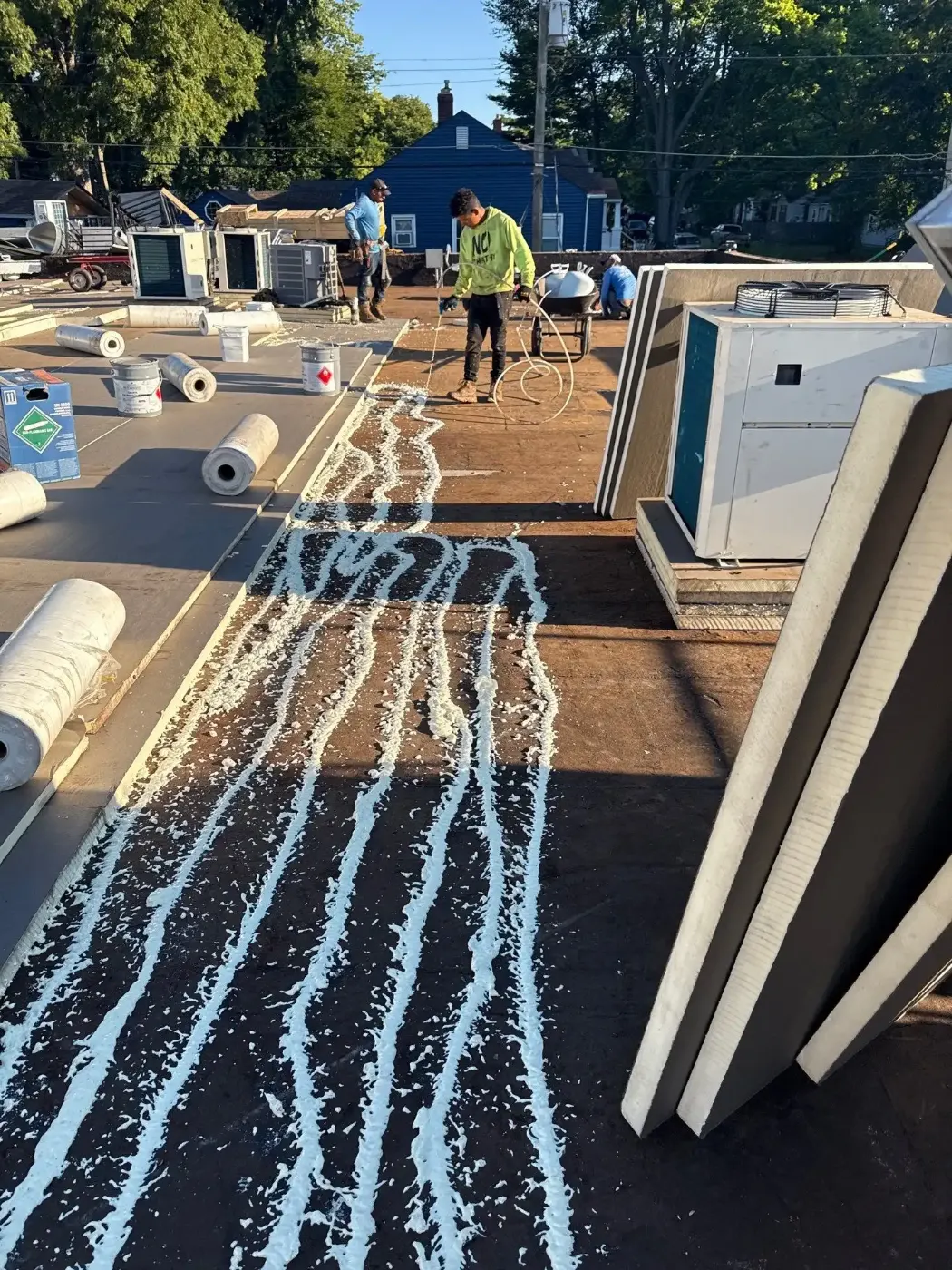 Tarping and dry-in on a Columbia City commercial roof