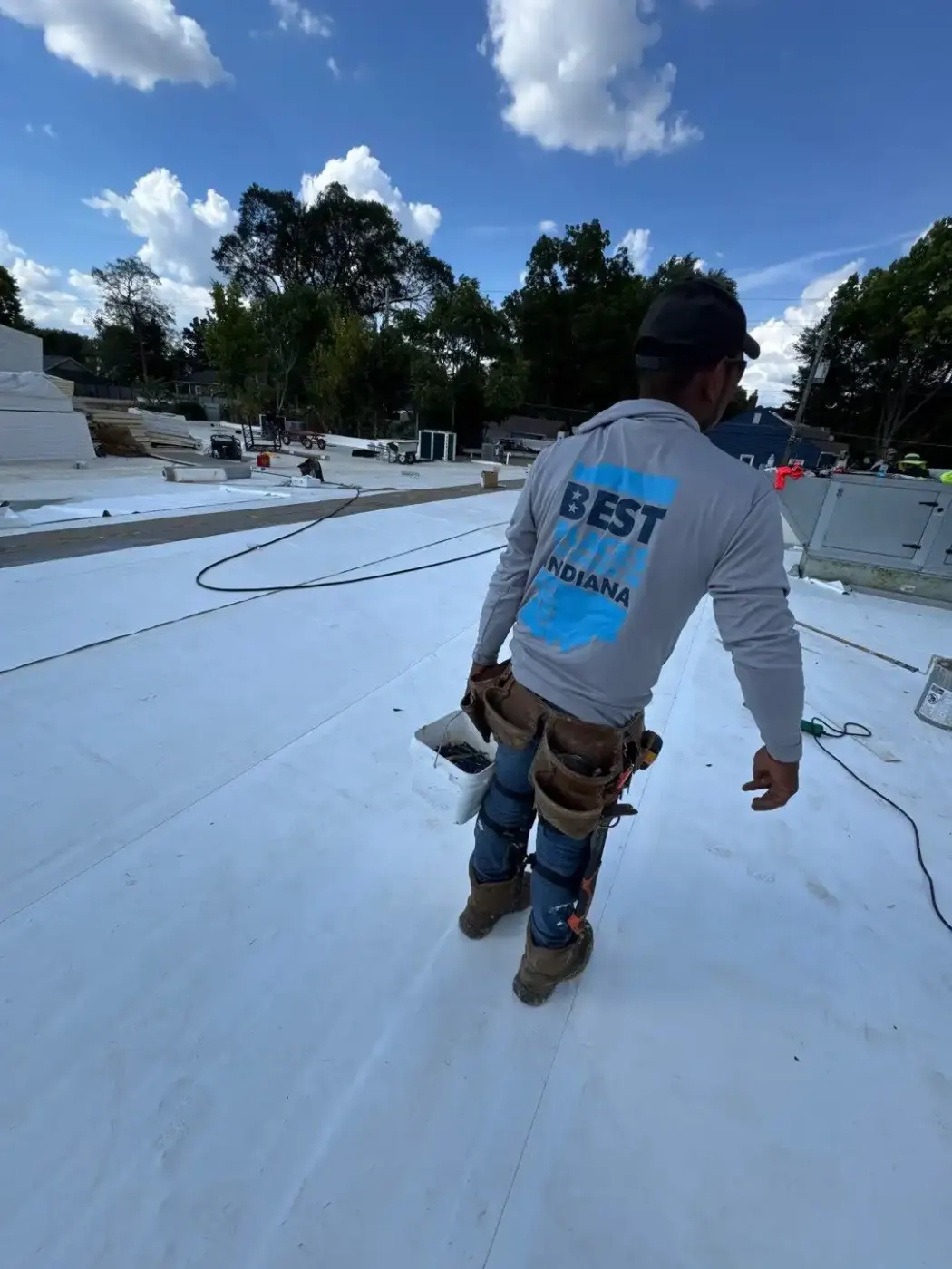 Commercial roof inspection documented in Columbia City